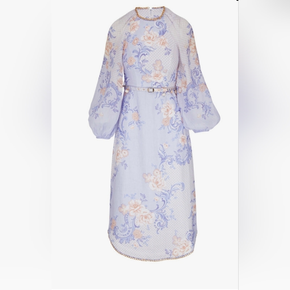 Zimmermann Postcard Lilac Chain Detail Midi Dress ZIMMERMANsize0 (AU0,US4,FR36)